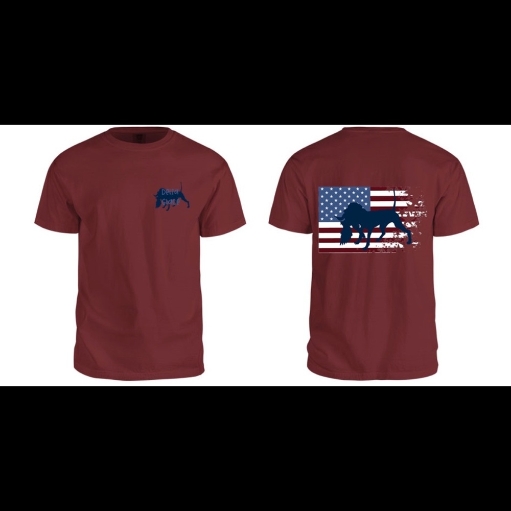 Red Comfort colors dog/flag tshirt